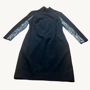 Carlisle size 10 Black White Zebra Print Long Sleeve Mock Neck Dress